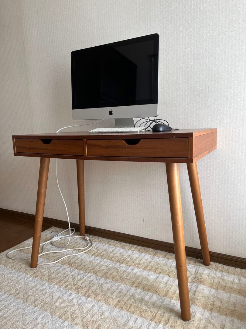北欧ウッドデスク　引き出し付　パソコンデスク
