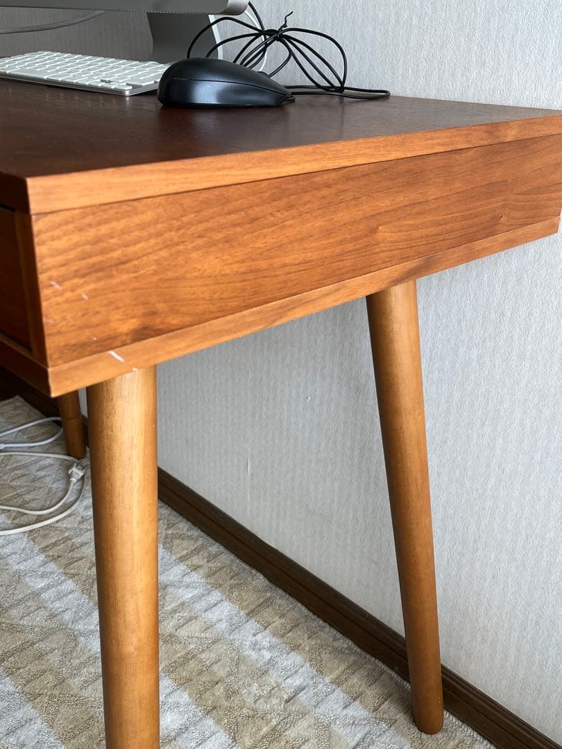 北欧ウッドデスク　引き出し付　パソコンデスク