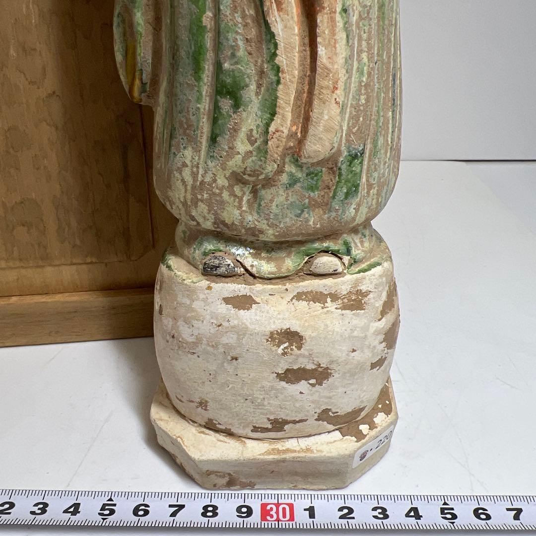 専用　中国唐時代　唐三彩人物　木箱付　高さ約36.5㎝　東Y8-0203②タニサ