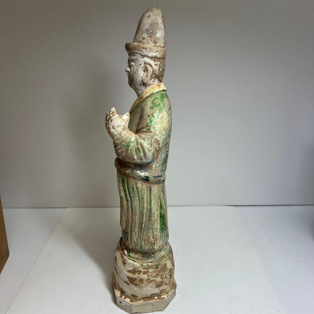 専用　中国唐時代　唐三彩人物　木箱付　高さ約36.5㎝　東Y8-0203②タニサ