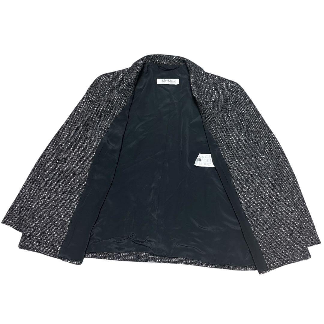 【新品・タグ付き】MaxMara ツイードテーラードジャケット　シルク混　42