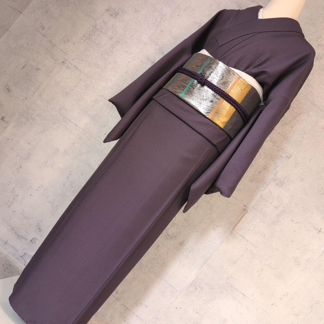 色無地　着物　フルセット　正絹　紫　トールサイズ　D2