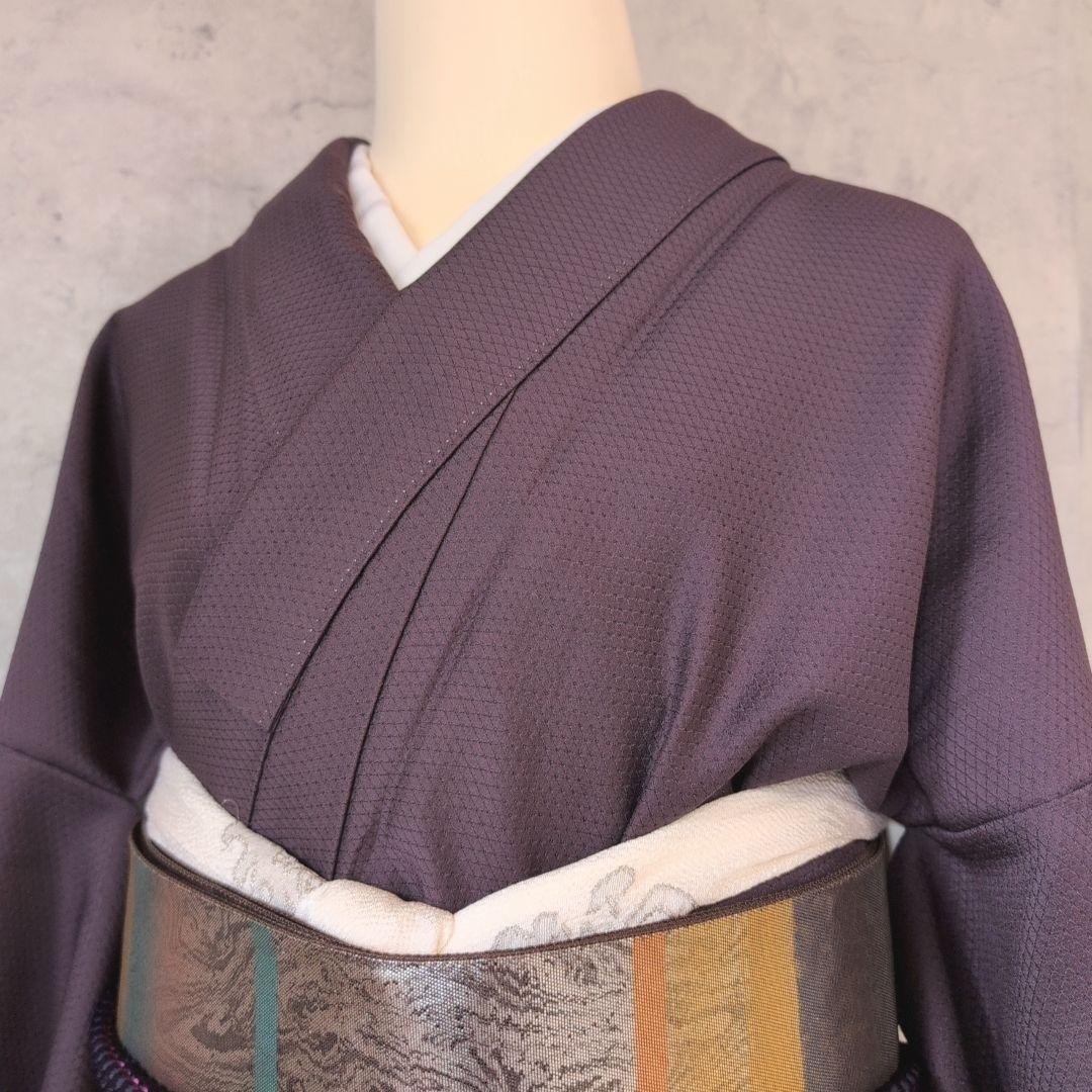 色無地　着物　フルセット　正絹　紫　トールサイズ　D2