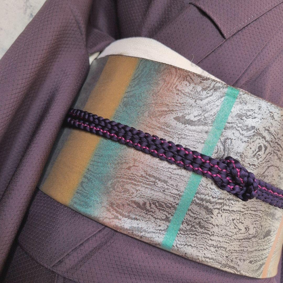 色無地　着物　フルセット　正絹　紫　トールサイズ　D2