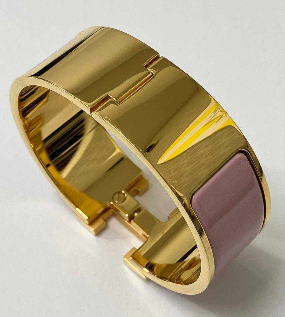 HERMES エルメス クリッククラック PM バングル ピンク ゴールド
