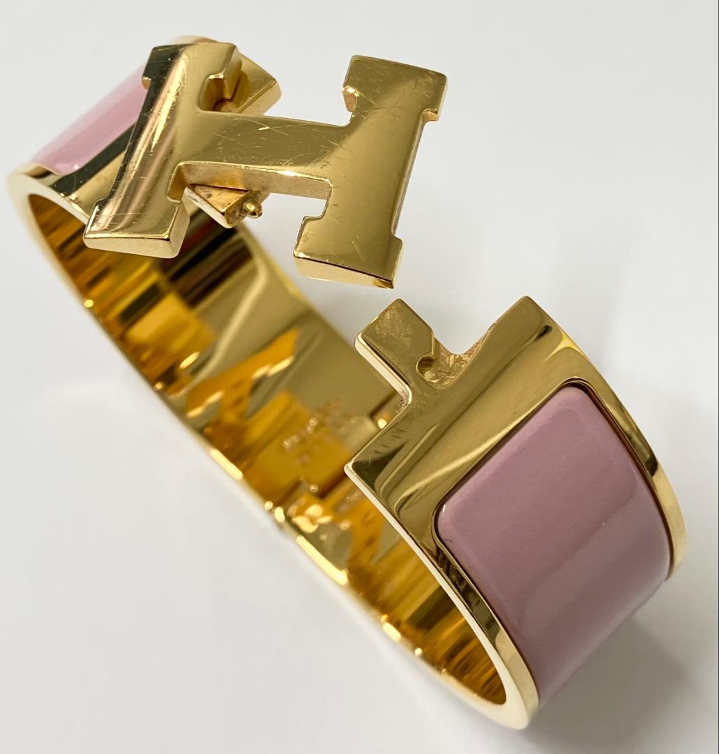 HERMES エルメス クリッククラック PM バングル ピンク ゴールド