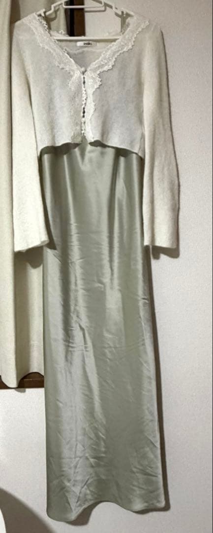 snidel スナイデル キャミワンピースモヘアカーディガンセット ホワイト