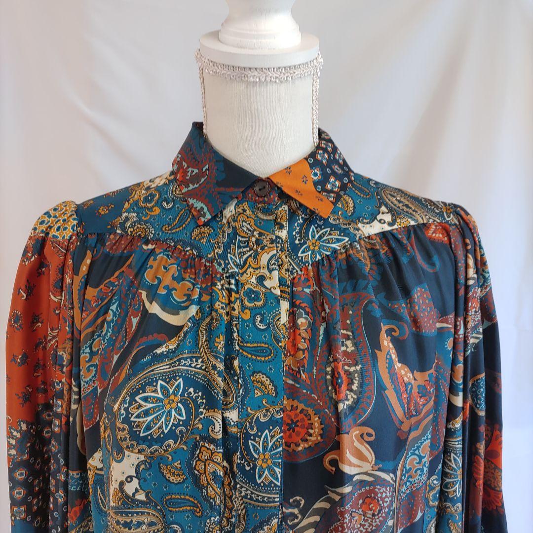 Evi Grintela シルク100％ シャツワンピース ペイズリー 総柄