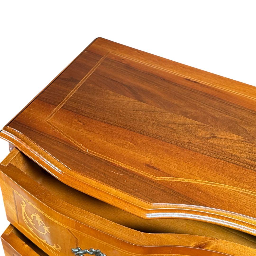 HR829 【曲線シャビー】イタリア 5段チェスト 丸脚 象嵌細工