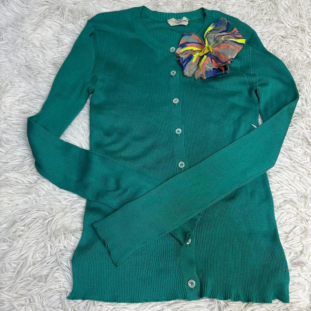 tanakas08228 様用美品 希少 FENDI グリーン カーディガン 花