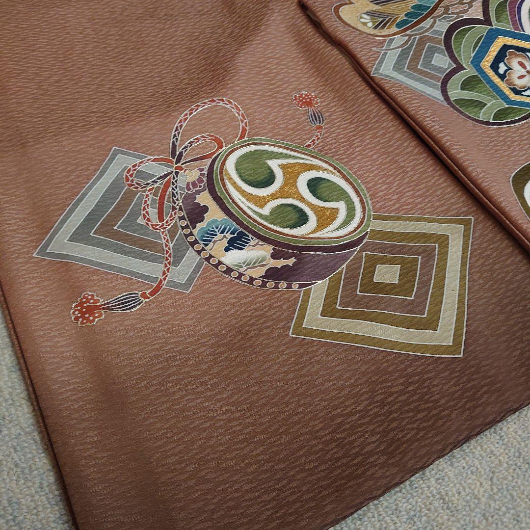 【美品】正絹 日本製 京都一秀 産着 長襦袢付 男児　光悦茶　袴付　高級