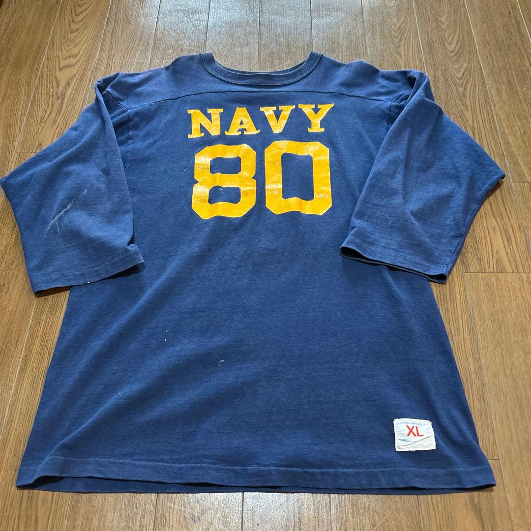 チャンピオンフットボールtシャツ　70s ヴィンテージ　navy バータグ