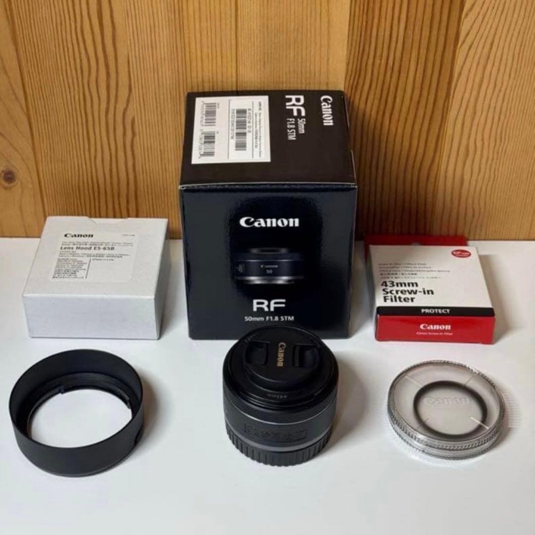 【美品】RF 50mm F1.8 STM レンズフード、フィルター付き