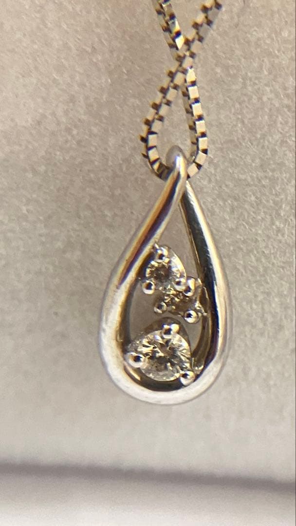 k18 WG ネックレス　ダイヤモンド　0.05ct ベネチアン