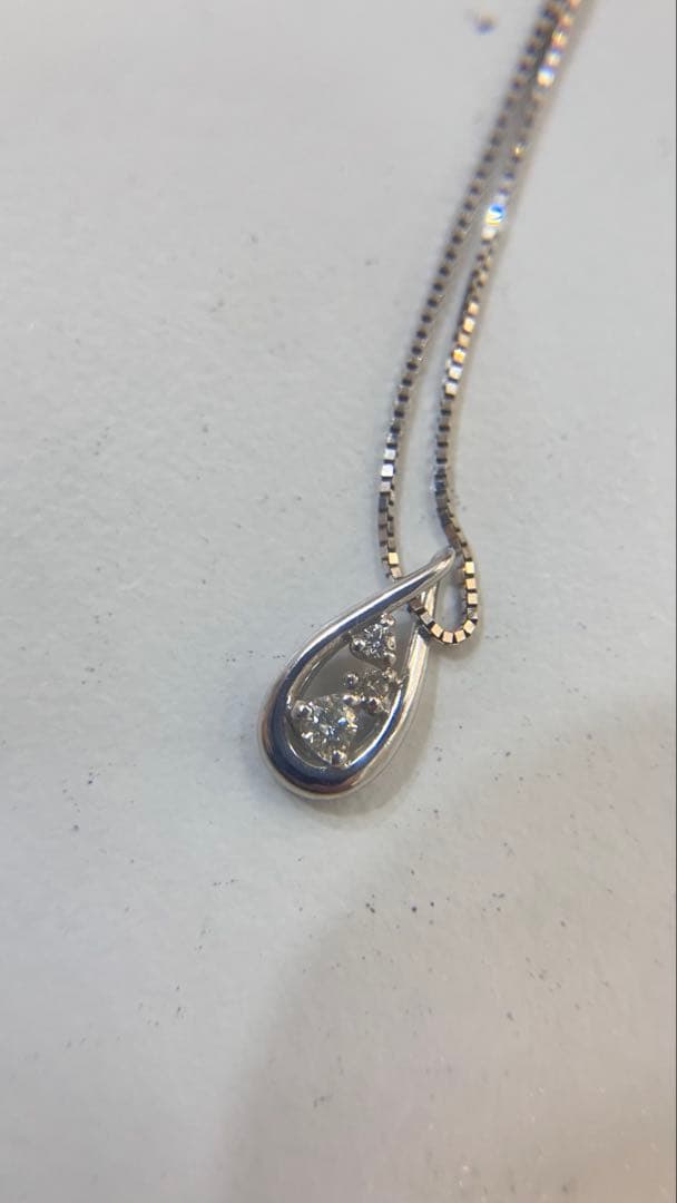 k18 WG ネックレス　ダイヤモンド　0.05ct ベネチアン