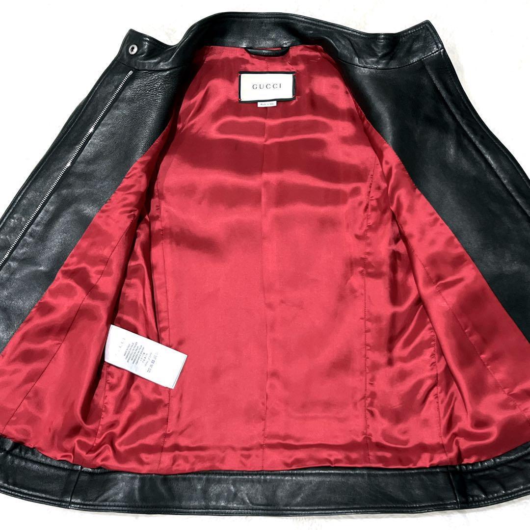【現行 ✨美品✨サイズ40】GUCCI ラムレザーシングルライダースジャケット