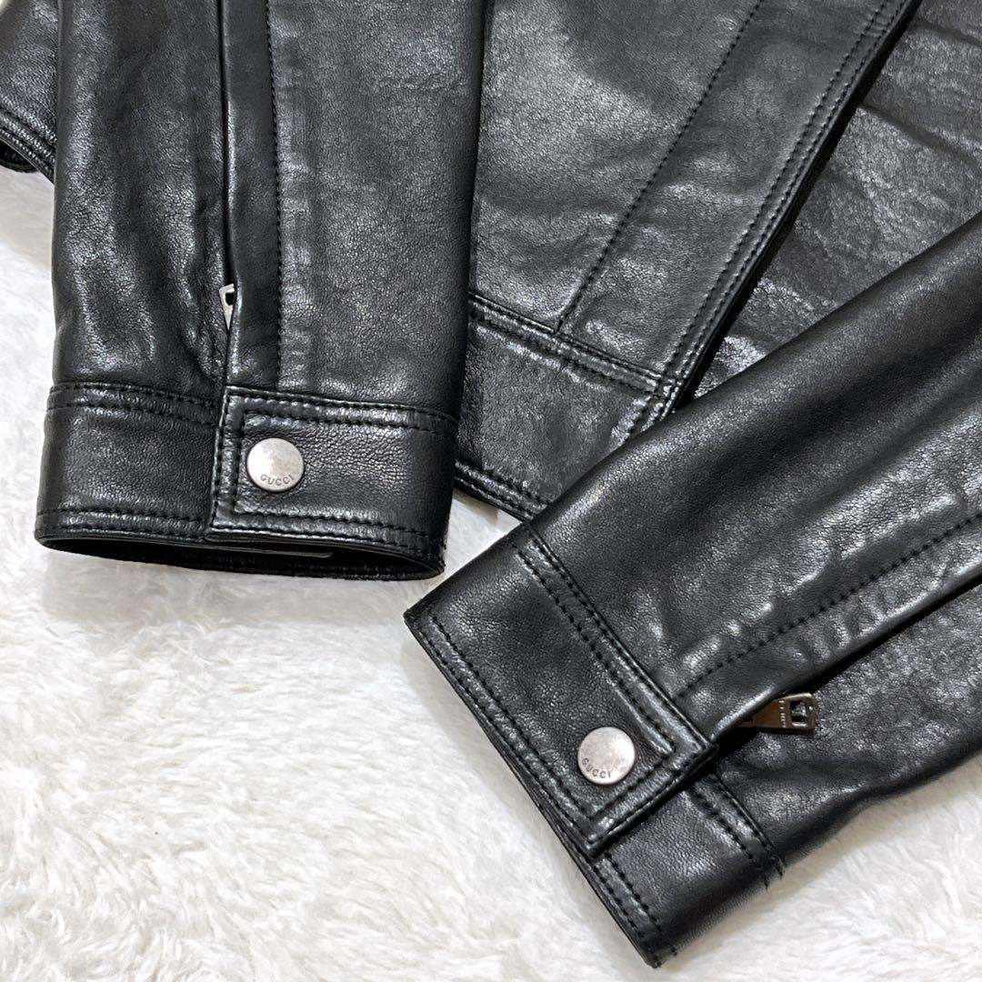 【現行 ✨美品✨サイズ40】GUCCI ラムレザーシングルライダースジャケット