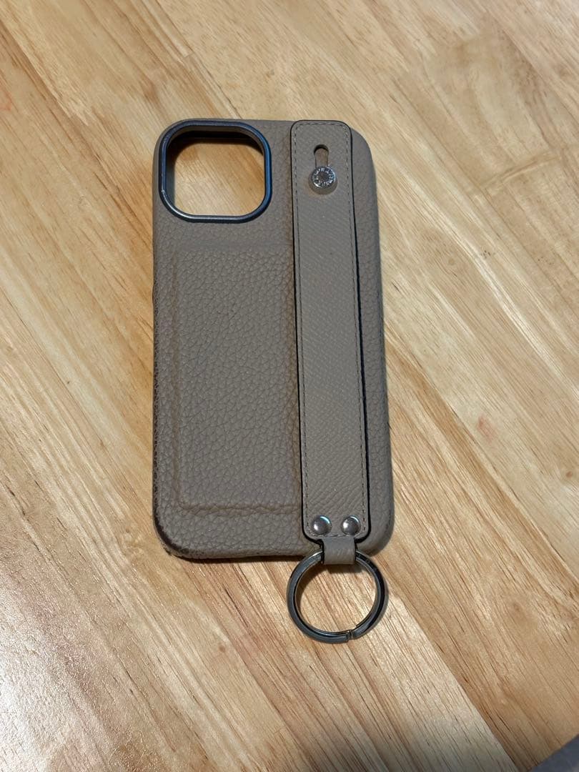ベージュ iPhone用ケース ストラップ付き