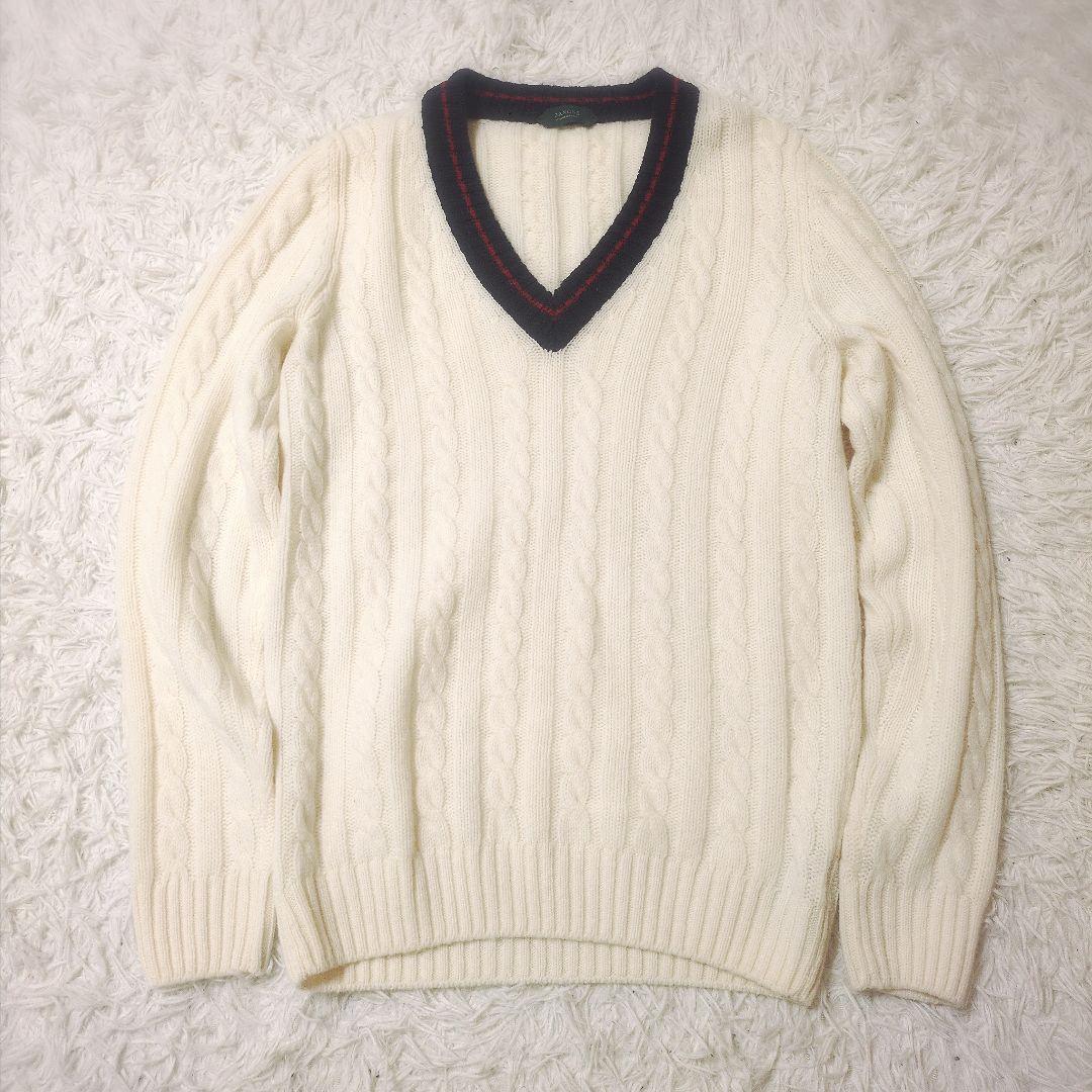 ザノーネ　メンズ　チルデンニット　ケーブルニット　サイズ48　Lサイズ相当