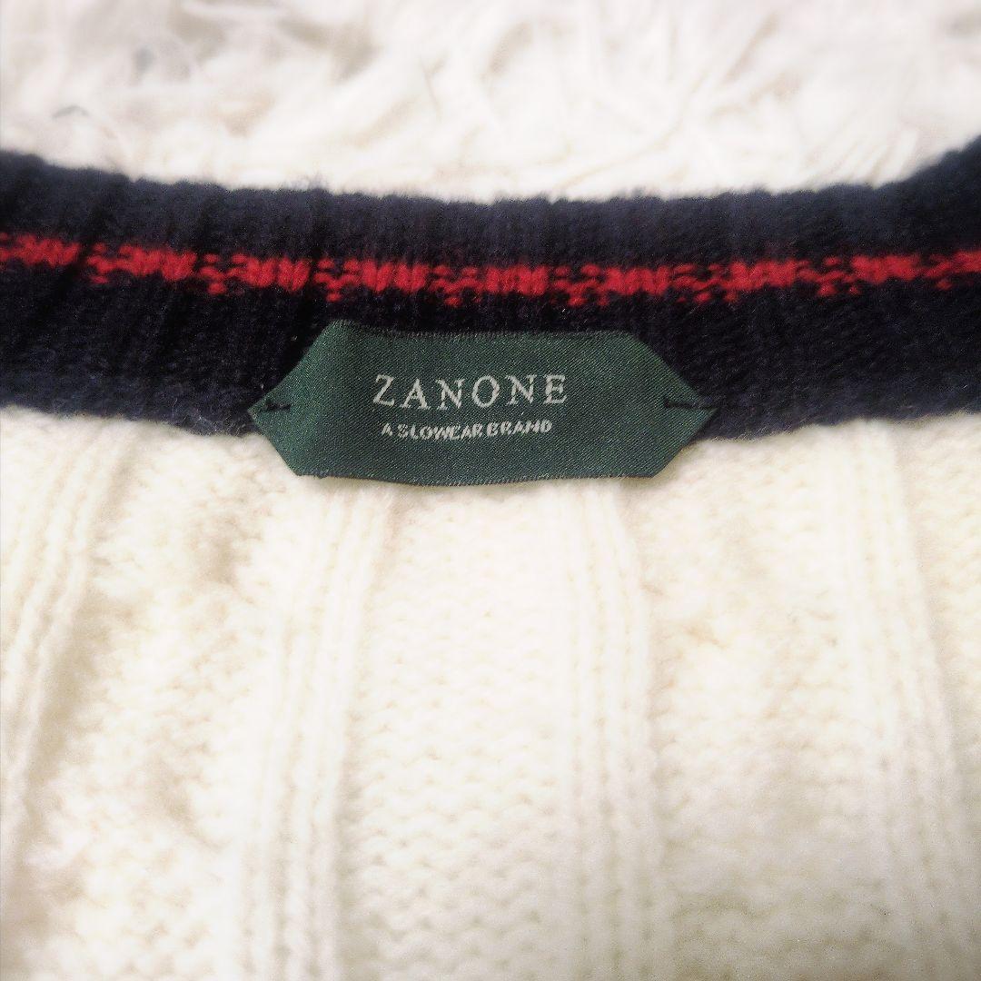 ザノーネ　メンズ　チルデンニット　ケーブルニット　サイズ48　Lサイズ相当