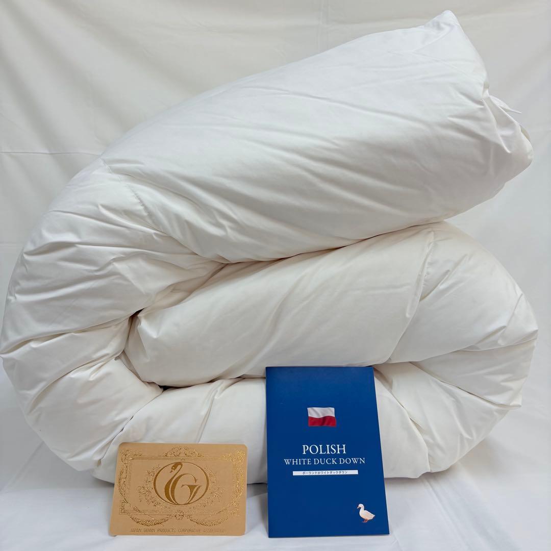 羽毛布団 セミダブル ポーランド産ホワイトダック93%　日本製　ロイヤルゴールド