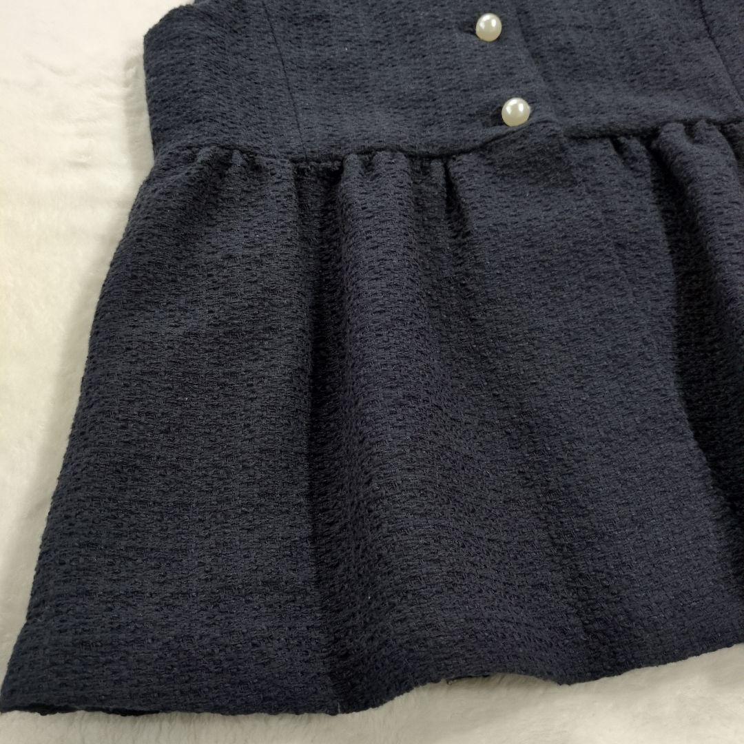 SHIPS セレモニー　スラブ ツイード ジレ パールボタン ネイビー 24SS