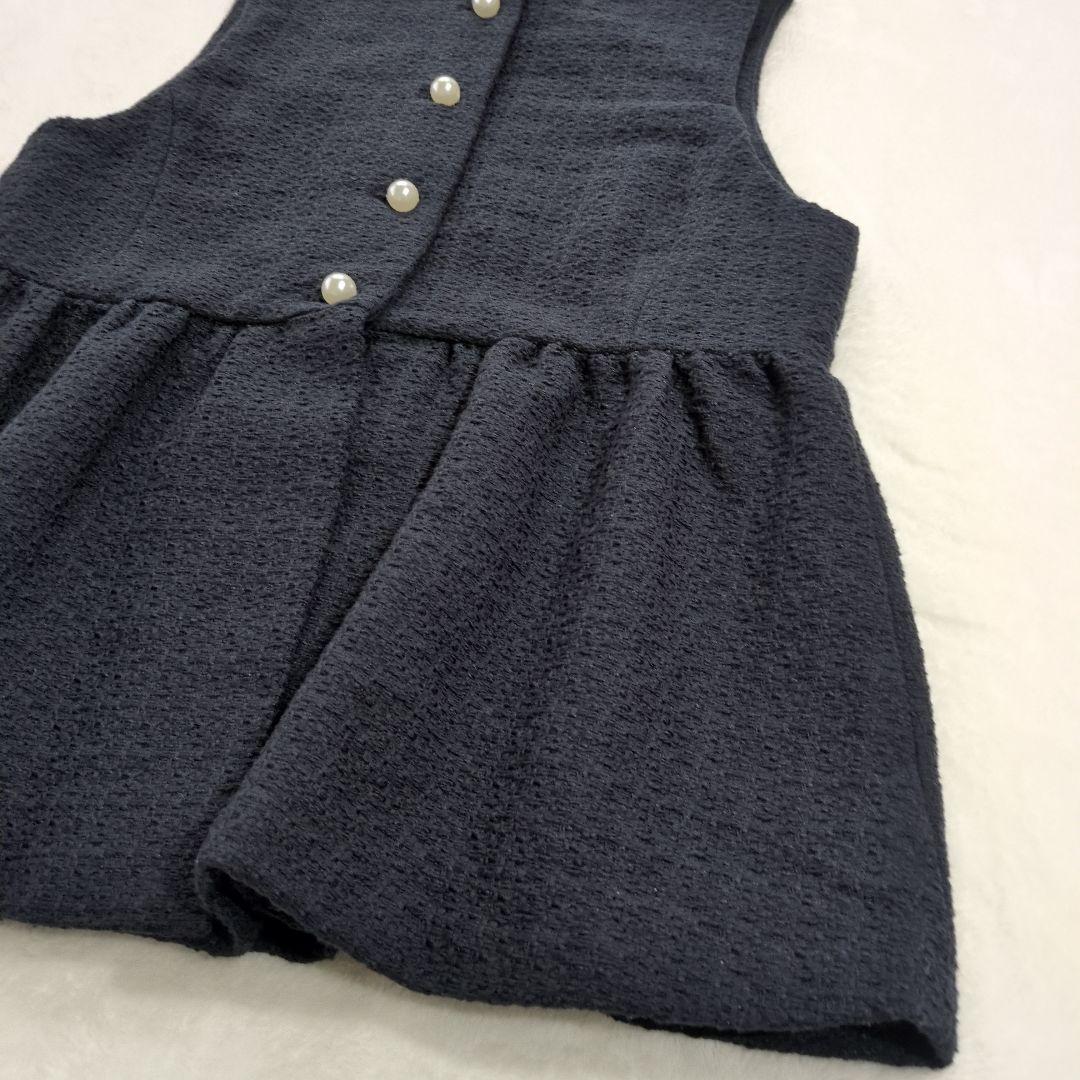 SHIPS セレモニー　スラブ ツイード ジレ パールボタン ネイビー 24SS