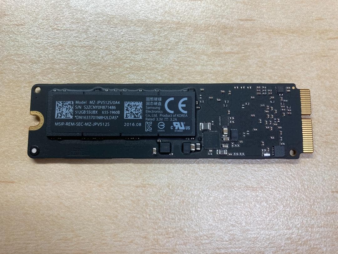 内蔵型SSD Mac 512GB SSD Samsung MZ-JPV512S/0A4