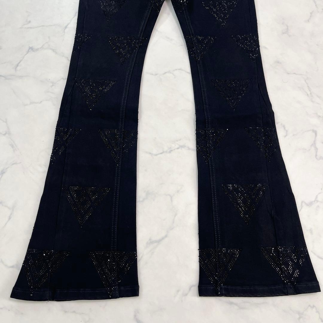 新品バラバサスvalabasas ラインストーンスキニーフレアデニム ビーズ S