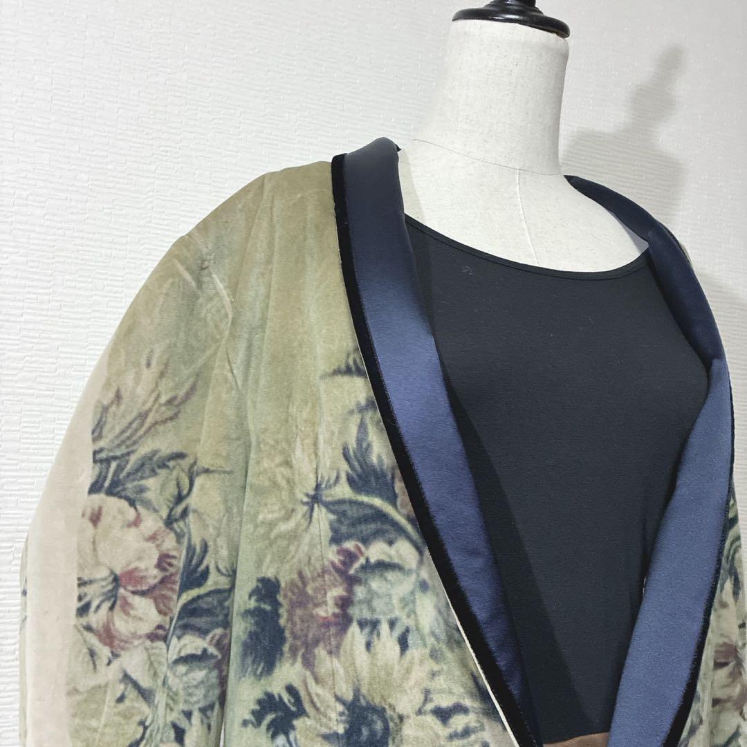 【極美品】D&G ベルベットテーラードジャケット ショールカラー アート 一点物