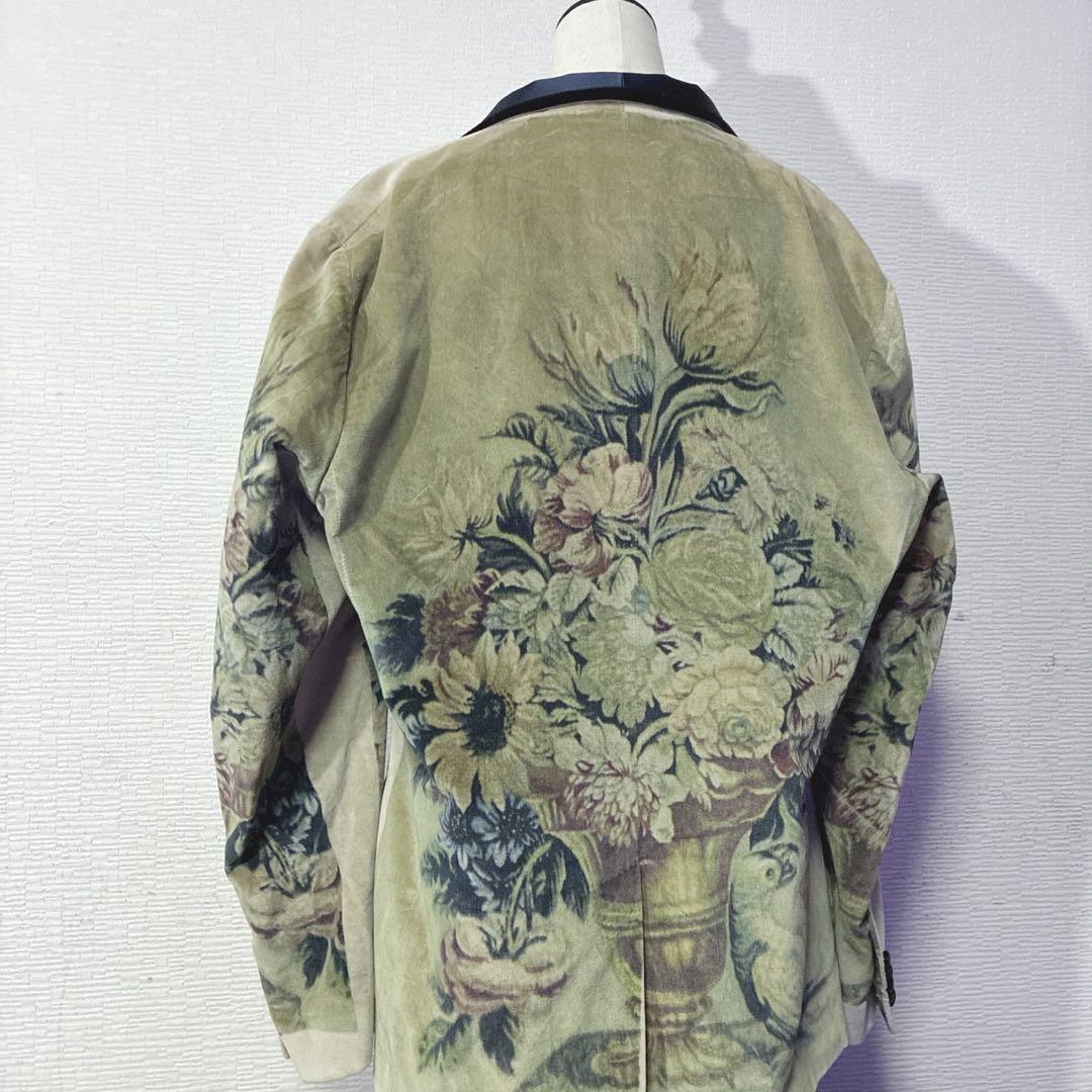 【極美品】D&G ベルベットテーラードジャケット ショールカラー アート 一点物