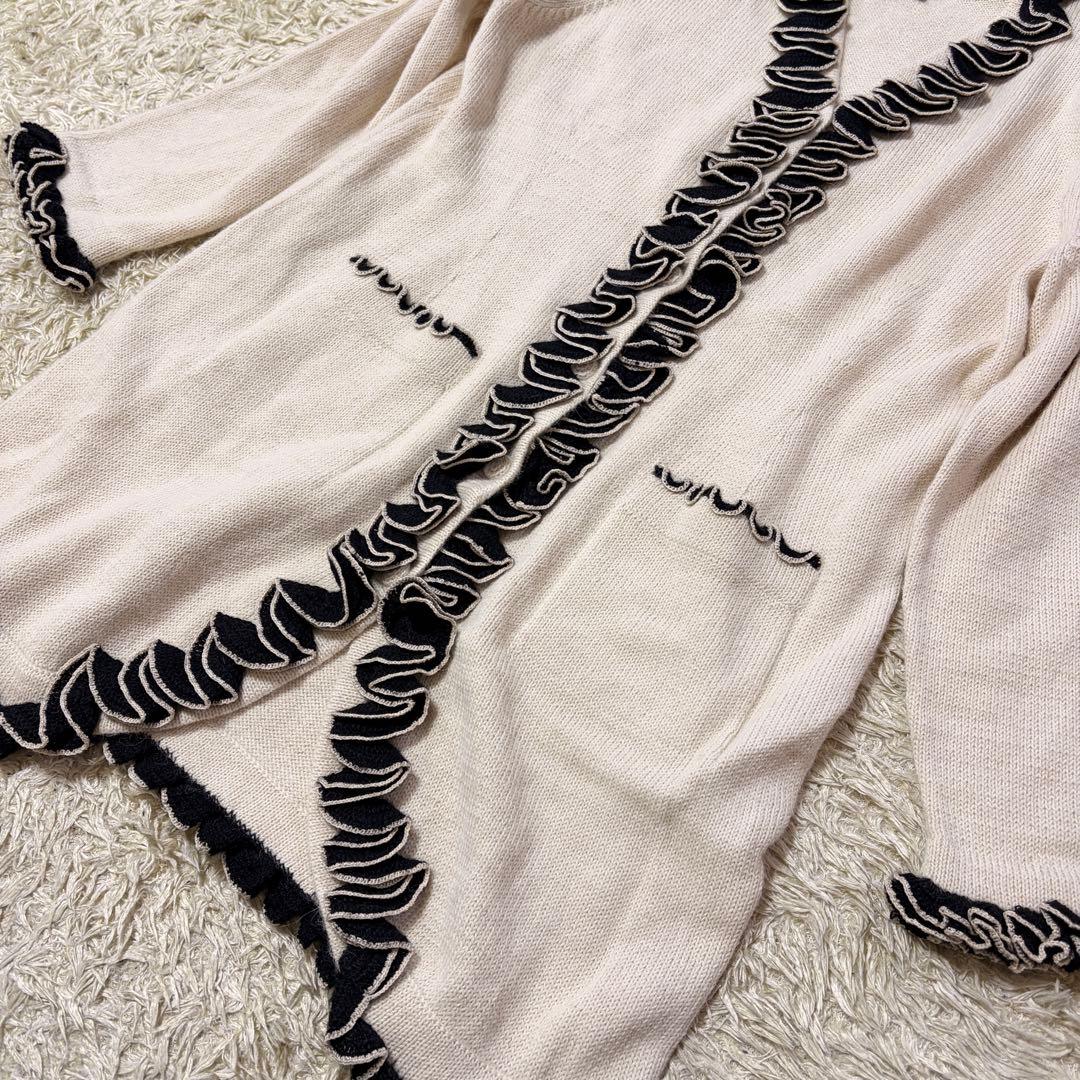 美品  ALPACA ロイヤルアルパカ フリル カーディガン ペルー製