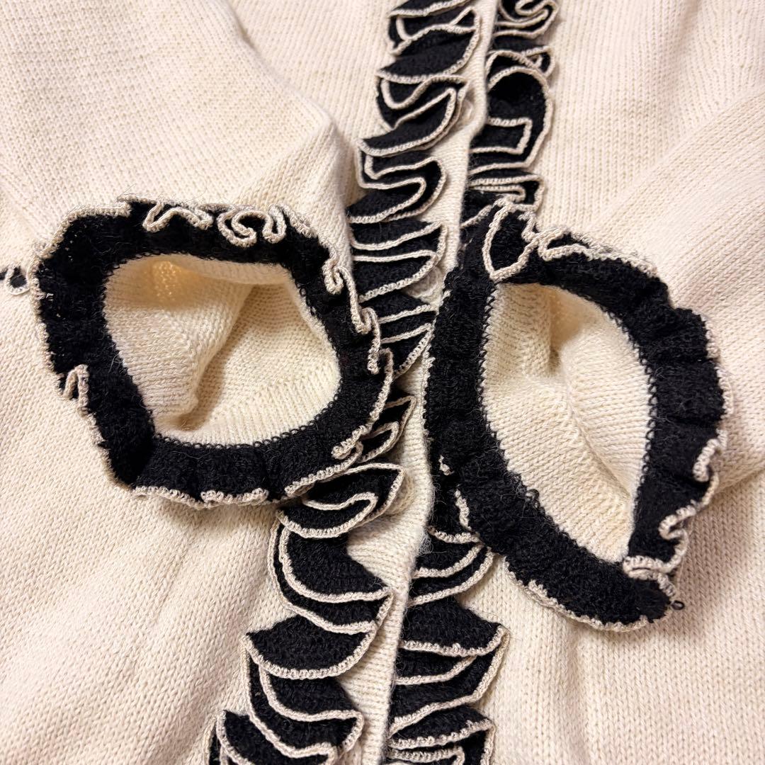 美品  ALPACA ロイヤルアルパカ フリル カーディガン ペルー製