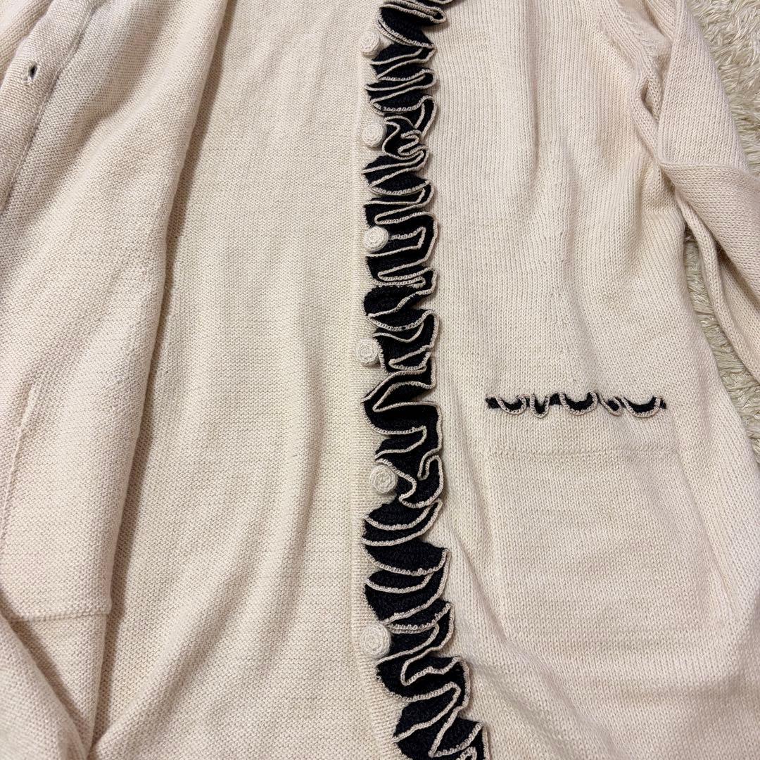 美品  ALPACA ロイヤルアルパカ フリル カーディガン ペルー製