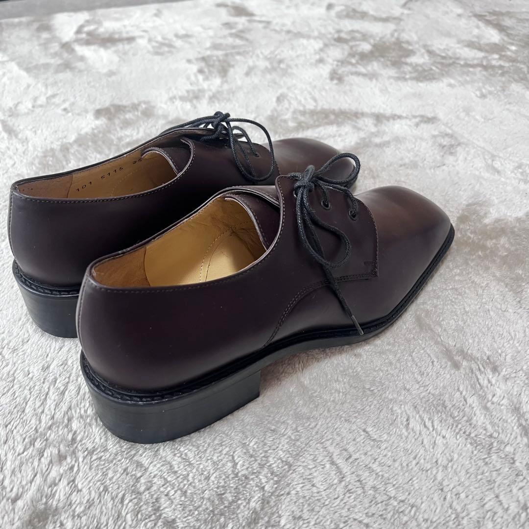 極美品　グッチ　レザー　スクエアトゥ　レースアップ　シューズ　革靴　ブラウン