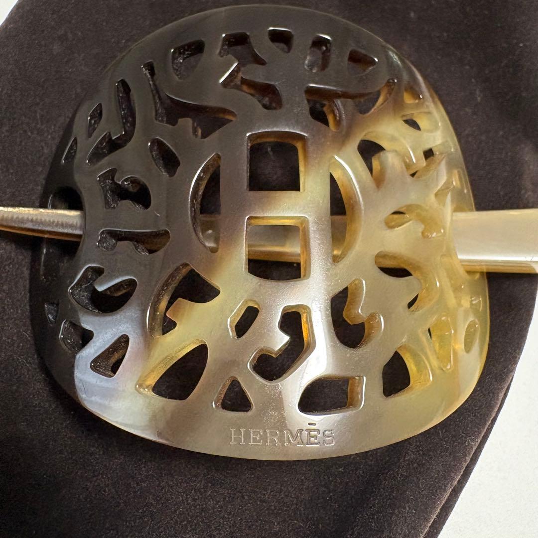 HERMES エルメス バッファローホーン 簪 かんざし ブラウン 茶色