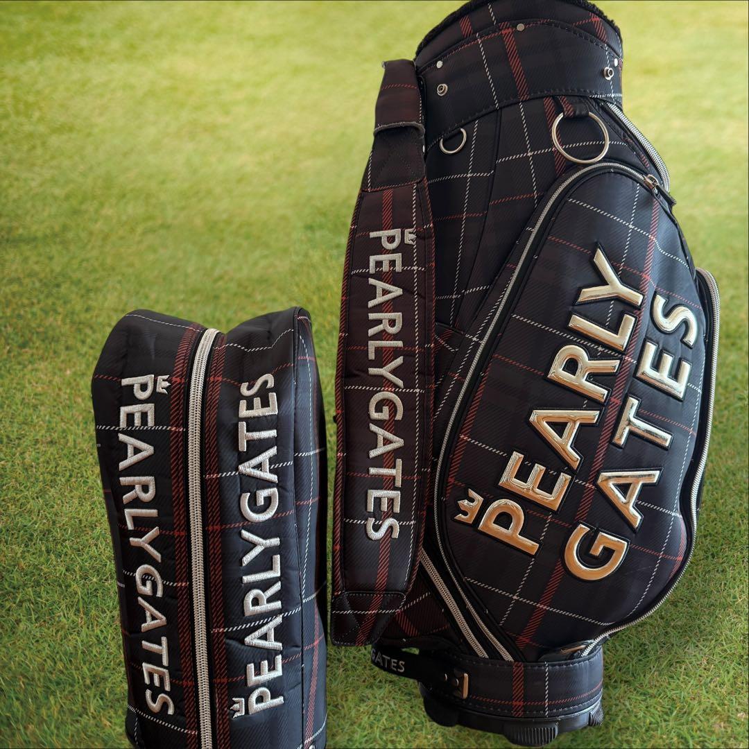 現行モデル　限定品　パーリーゲイツ　キャディバッグ　ノバチェック　ダークブラウン