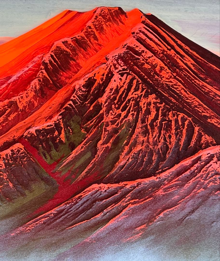 G*O様 百瀬善明作　『赤富士』半立体盛絵　大型　吉祥縁起