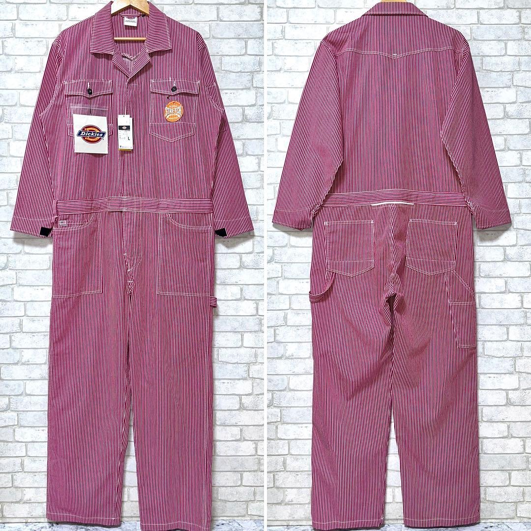 【未使用タグ付き】 Dickies ストレッチ ヒッコリーつなぎ オールインワン