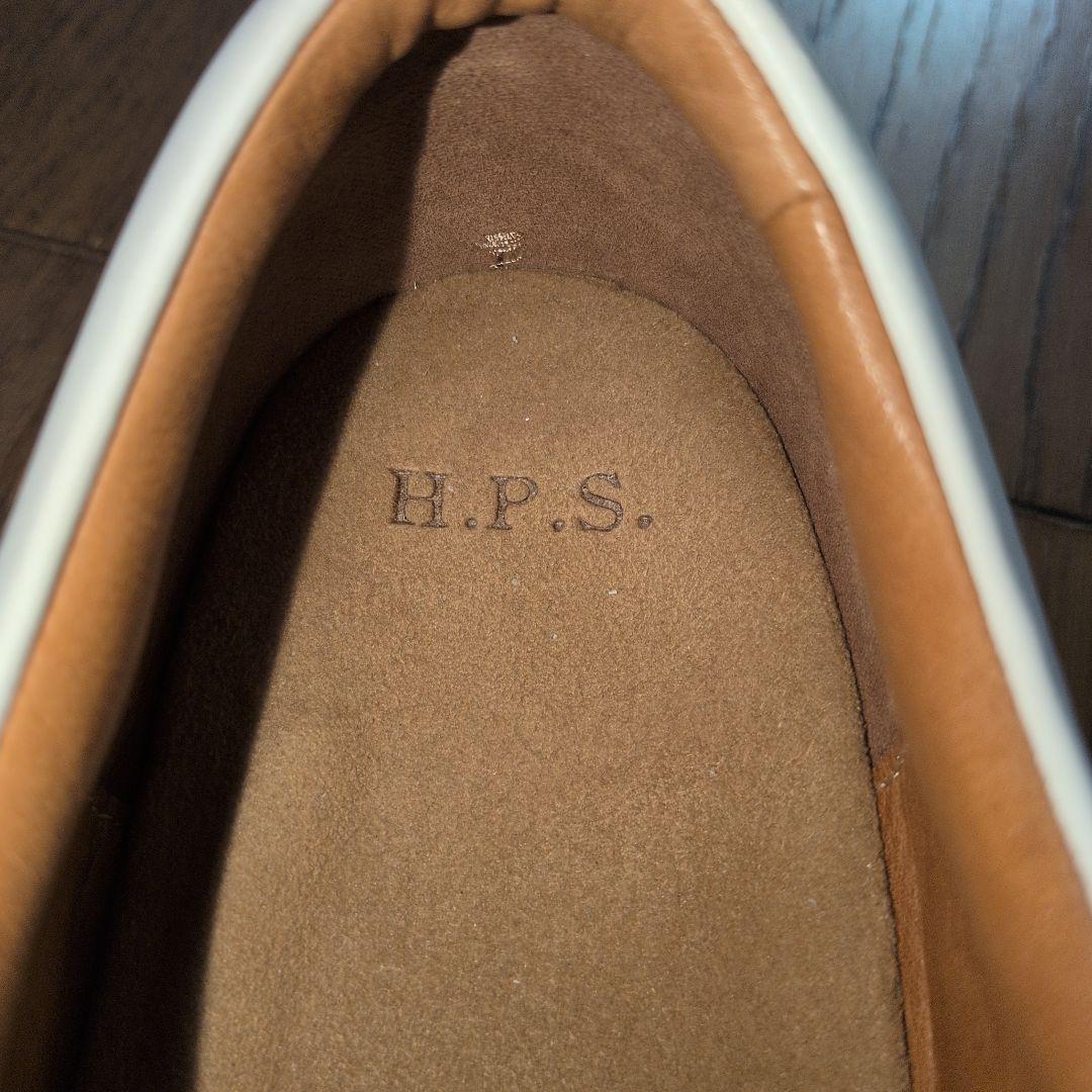 美品HPS ホワイトレザーウィングチップローファー