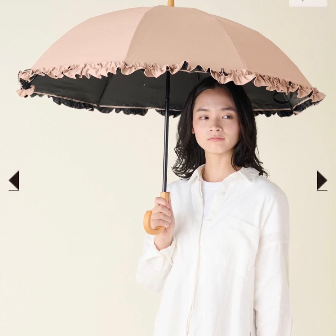 サンバリア 日傘 2段折フリル 木曲がり手元