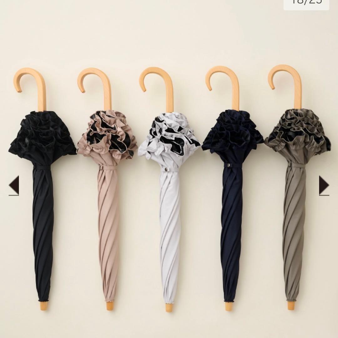 サンバリア 日傘 2段折フリル 木曲がり手元