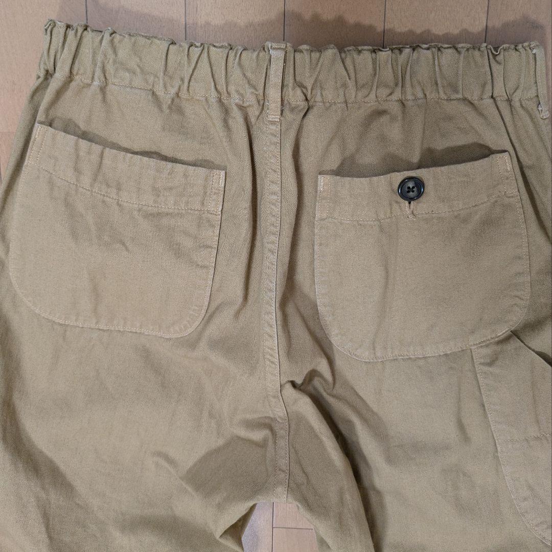 オアスロウ フレンチワークパンツ M ヘリンボーンボタンフライ カーキ日本製
