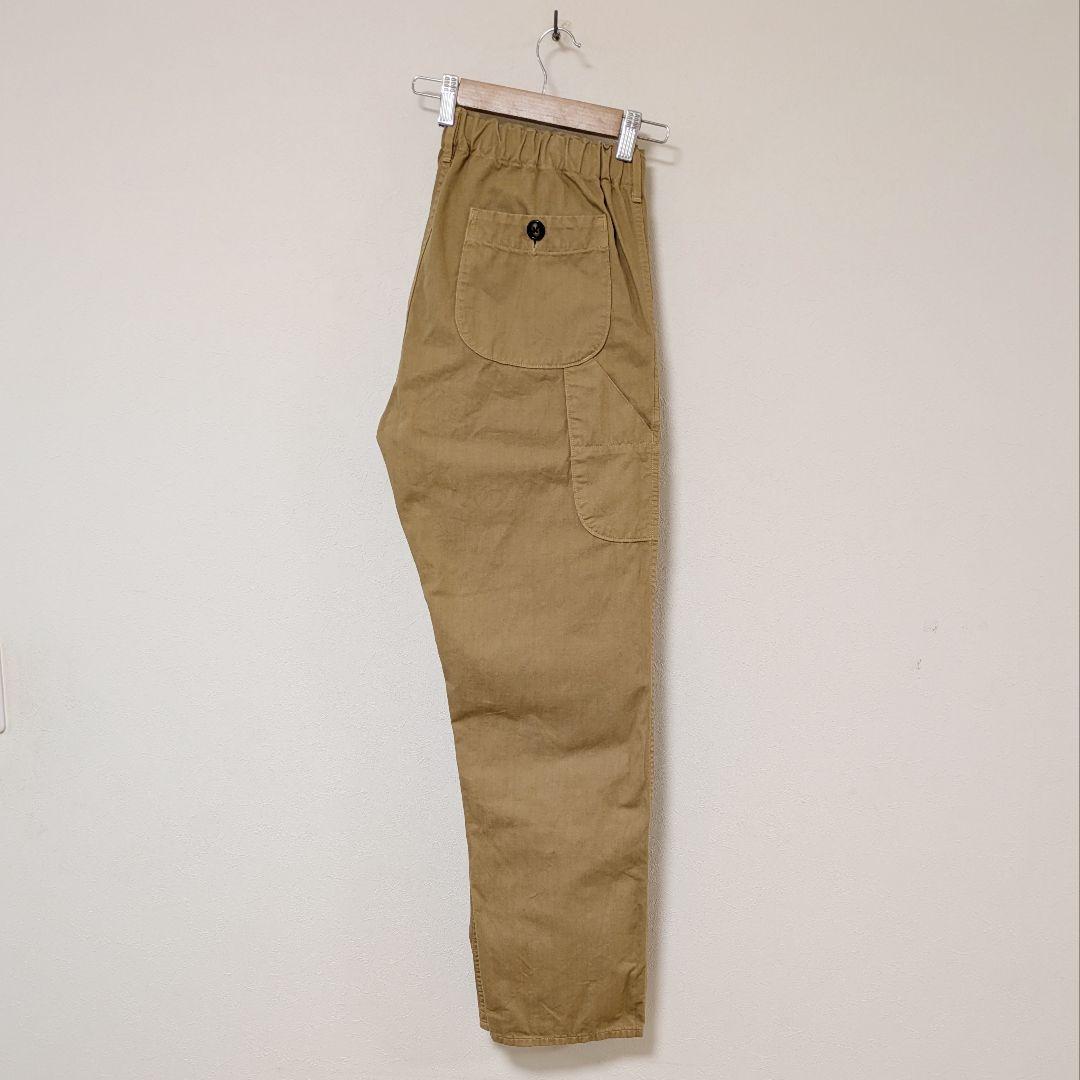 オアスロウ フレンチワークパンツ M ヘリンボーンボタンフライ カーキ日本製