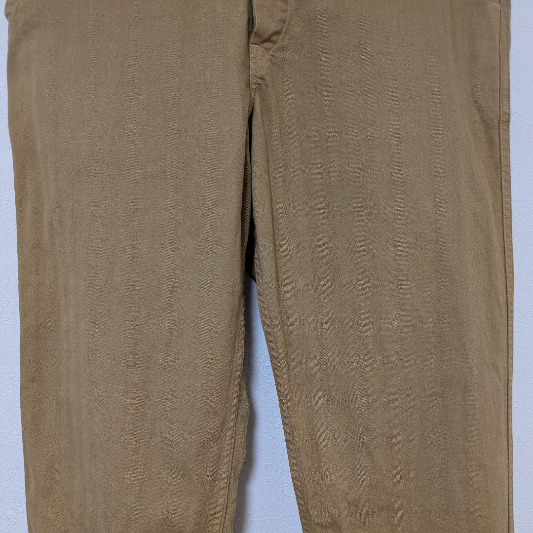 オアスロウ フレンチワークパンツ M ヘリンボーンボタンフライ カーキ日本製