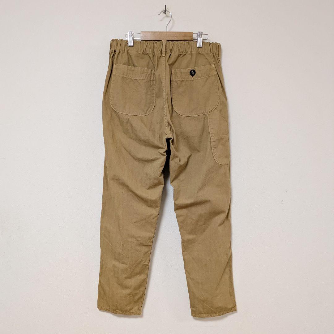 オアスロウ フレンチワークパンツ M ヘリンボーンボタンフライ カーキ日本製