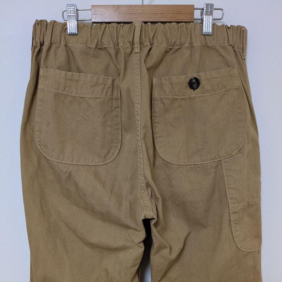 オアスロウ フレンチワークパンツ M ヘリンボーンボタンフライ カーキ日本製