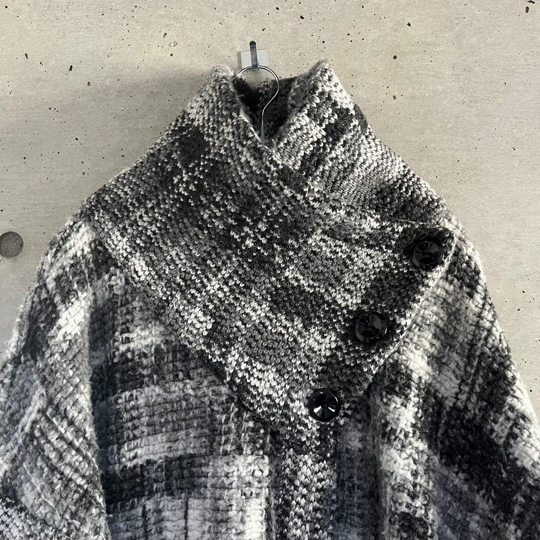 イタリー製MODE FOURRURE Mirano★チェックニット巻き衿コート