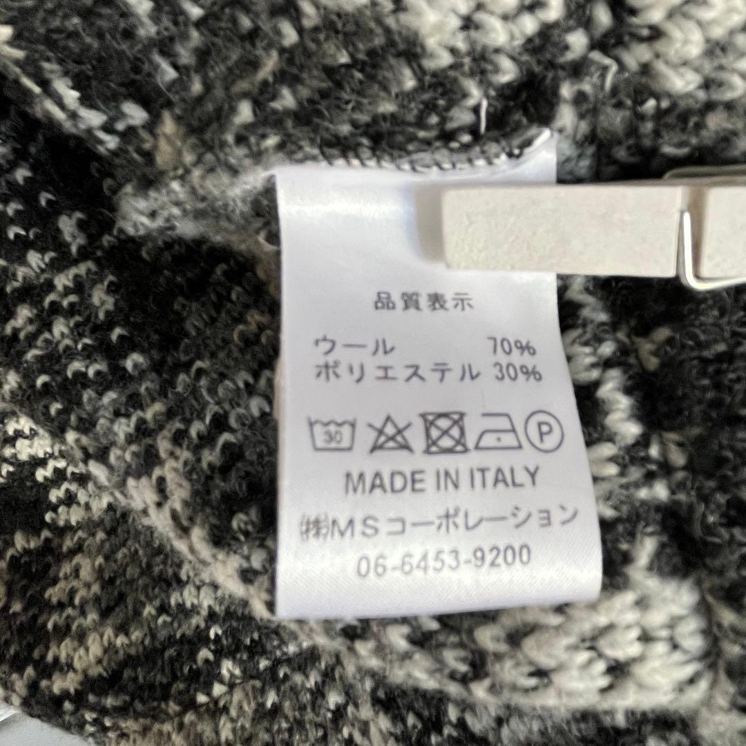 イタリー製MODE FOURRURE Mirano★チェックニット巻き衿コート