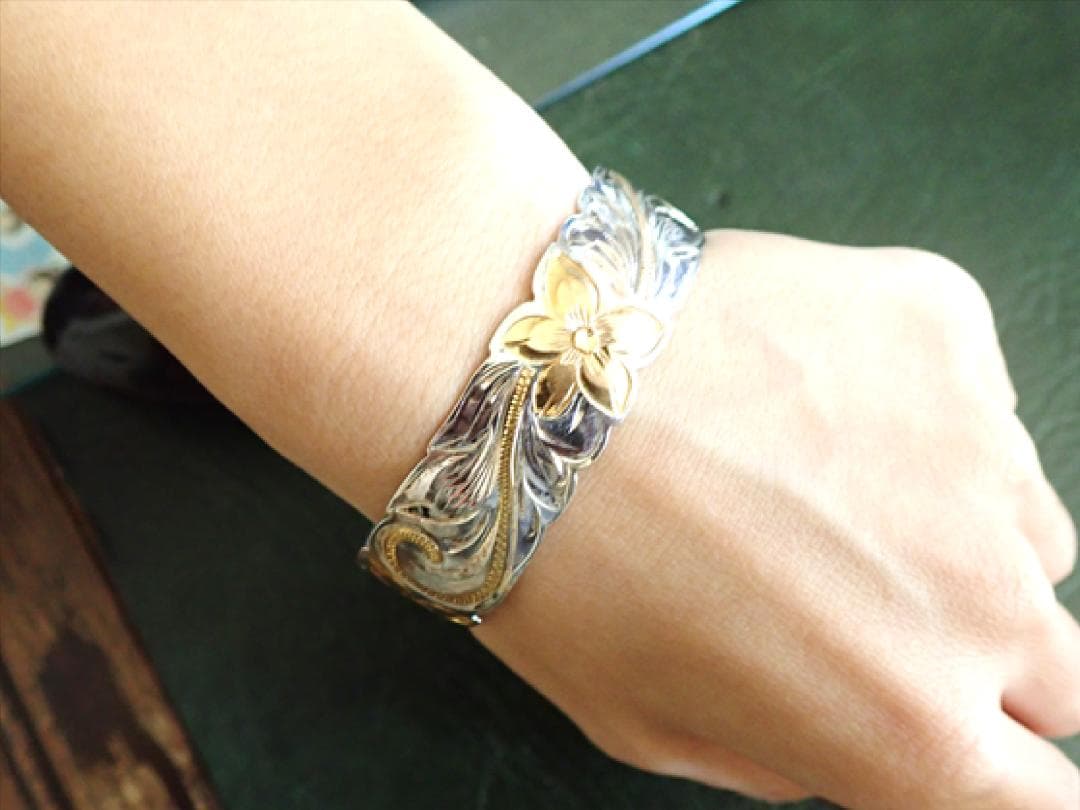 ハワイアンジュエリー SILVER925 ブレスレット プルメイリア彫刻